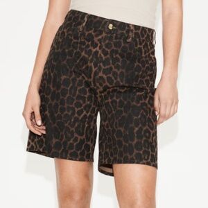 NWT H&M Leopard Print Denim Bermuda Shorts